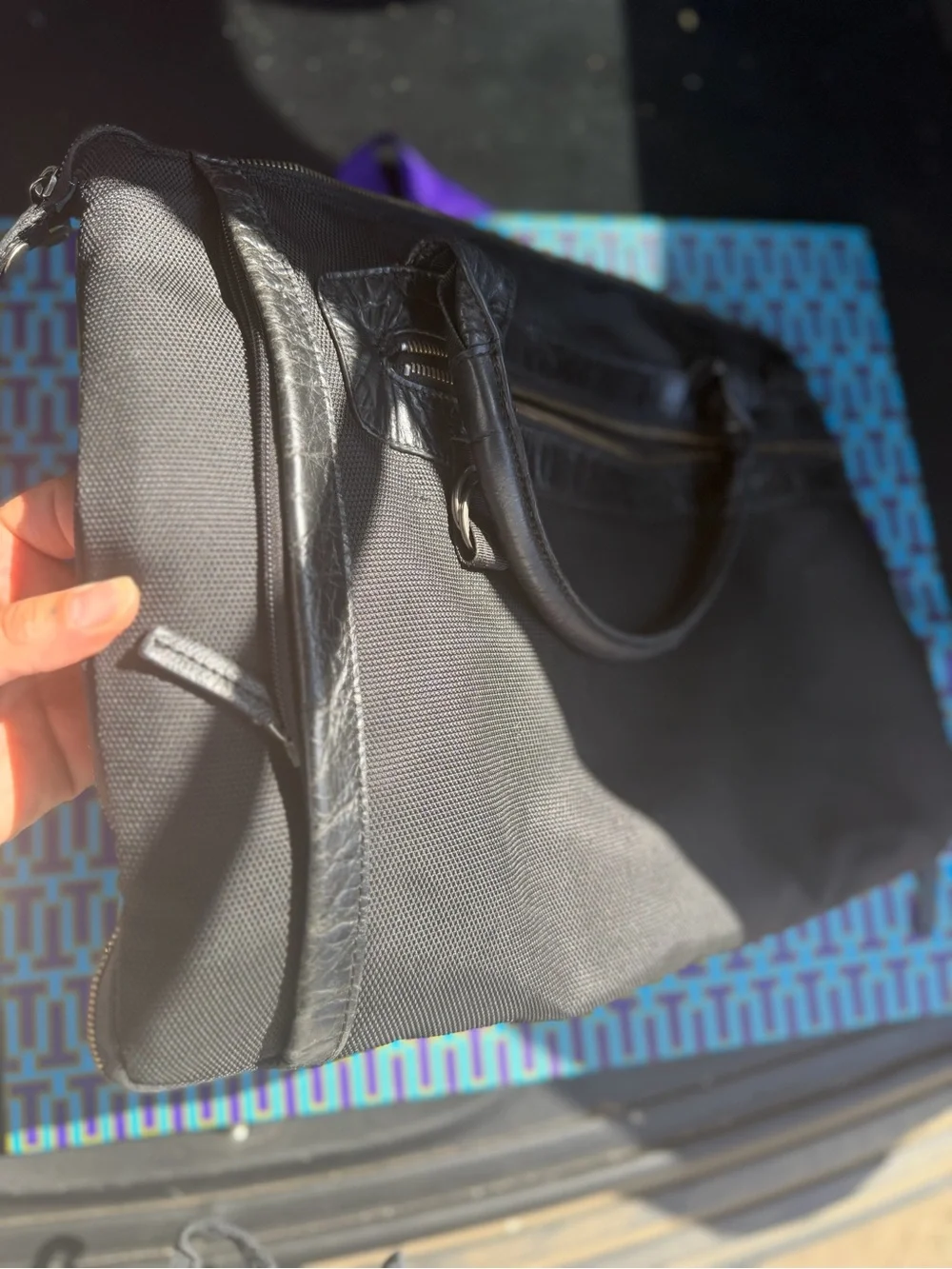 Piquadro Leather Computer Work Bag Black